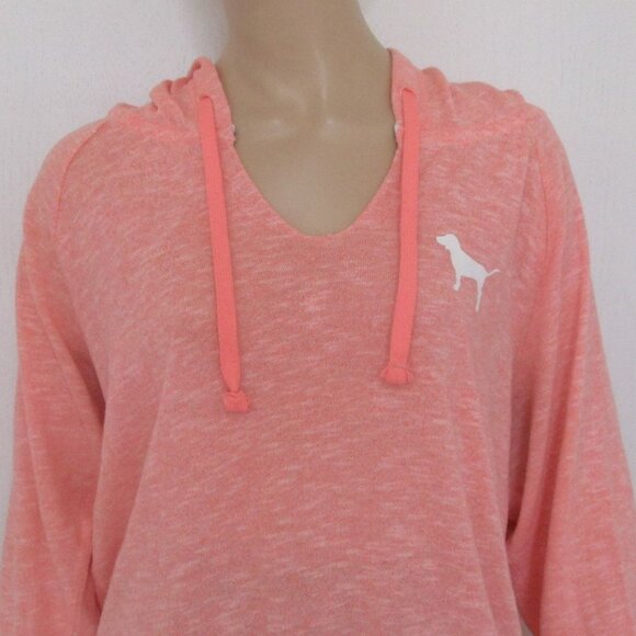 🌸SOLD🌸 PINK Victoria's Secret Hoodie Large Neon Tunic Sweatshirt - Picture 5 of 9